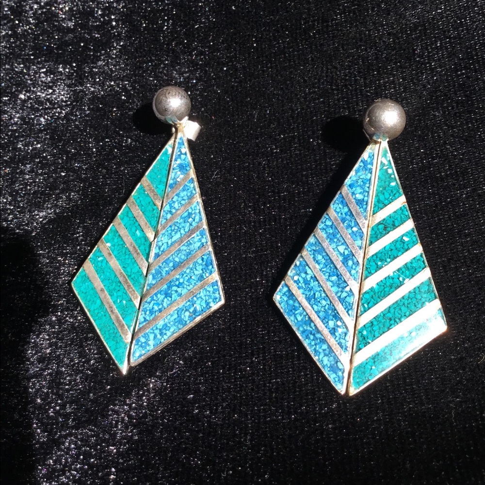 Turquoise and Silver Dangle Earrings